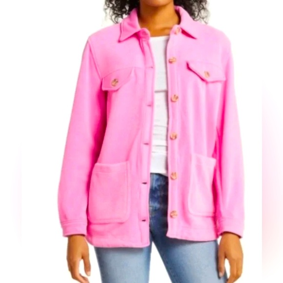 NWT Blank NYC Pink Fleece Shacket, Large, Winter Comfy Barbiecore Throw On - Picture 1 of 12